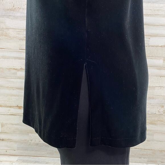 Oscar De La Renta Pink Label Velvet Top Womens Size S Satin Trim Black Slit Side - Picture 7 of 13